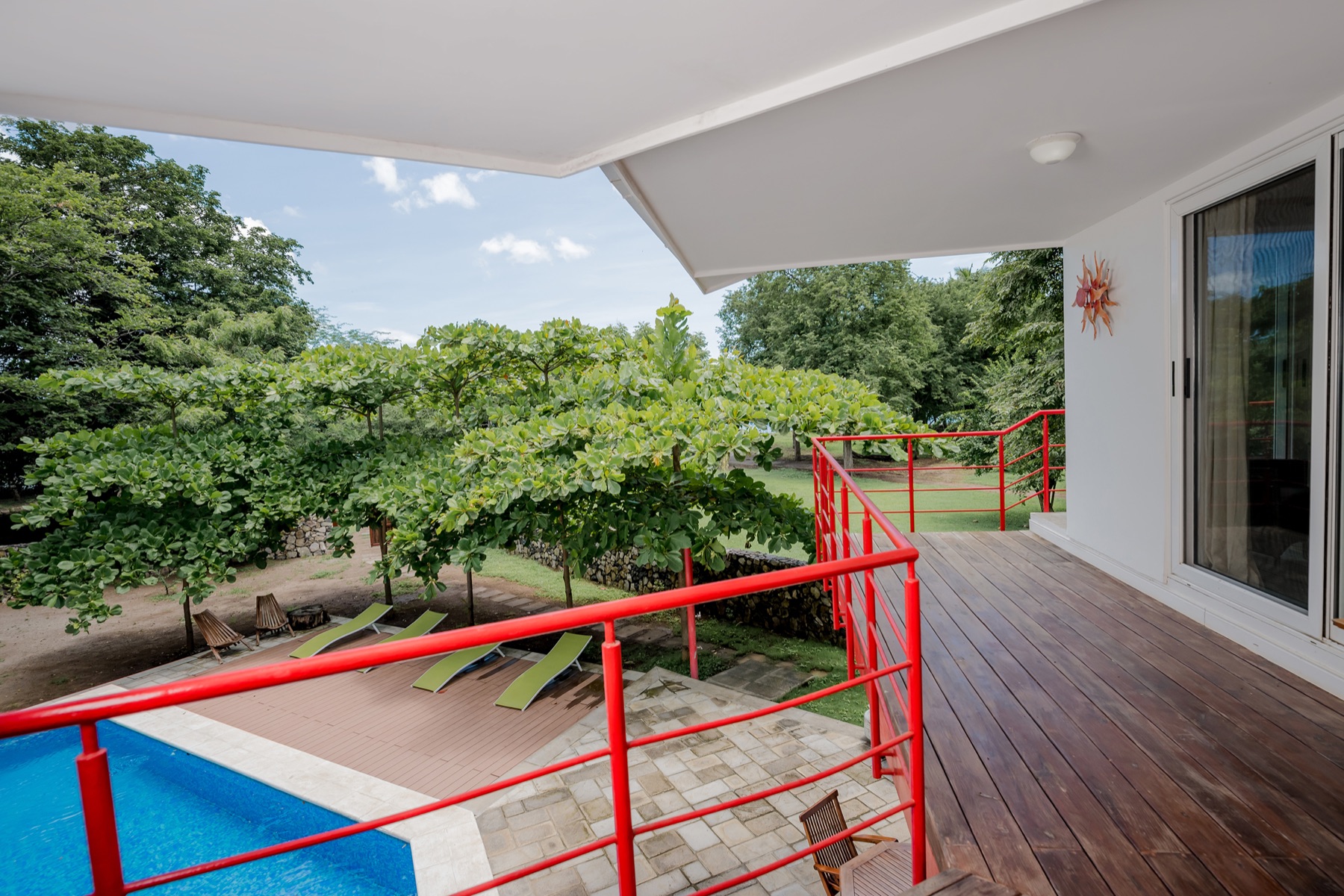 Balcony overlooking the garden